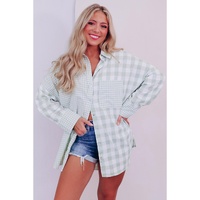 Azura Exchange Checked Patchwork Long Sleeve Shirt - M thumbnail