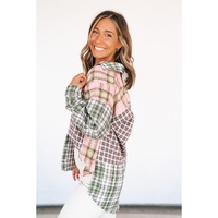 Azura Exchange Plaid Patchwork High Low Oversized Shirt - L thumbnail