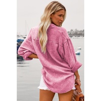 Pink Mineral Wash Crinkle Textured Chest Pockets Shirt - M thumbnail