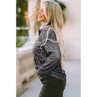 Azura Exchange Sequin Color Block Patch Pocket Shirt - M thumbnail