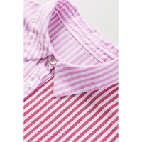 Pink Stripe Striped Patchwork Ruffled Hem Button up Shirt - L thumbnail