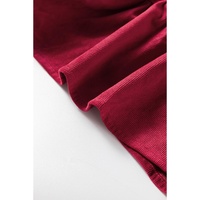 Burgundy Corduroy Ruffle Tiered Buttoned O Neck Shirt - XL thumbnail