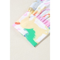 White Colorful Horse Printed Long Sleeve Button Up Casual Shirt - M thumbnail