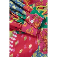 Rose Red Colorblock Abstract Print Button up Loose Shirt - XL thumbnail