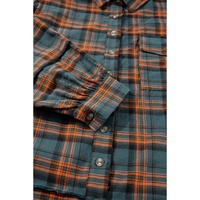 Green Plaid Long Sleeeve Side Split Distressed Hem Shirt - S thumbnail
