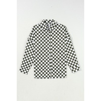 Green Checkerboard Printed Drop Shoulder Loose Casual Shirt - L thumbnail