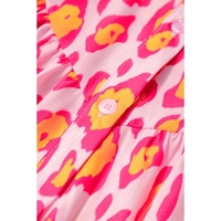 Rose Red Oversized Leopard Print Balloon Sleeve Casual Shirt - XL thumbnail