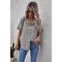 Azura Exchange Denim Shirt with Turn-down Collar - M thumbnail