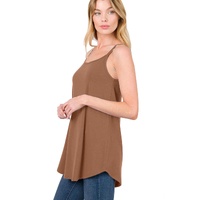 Chestnut Spaghetti Strap V-Neck Flowy Tunic Tank Top - 3XL thumbnail
