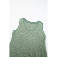 Sea Green Scoop Neck Waffle Knit Flowy Vest - S thumbnail