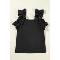 Black Solid Ruffle Trim Sleeveless Top - XL thumbnail