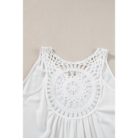 White Bohemian Crochet Patchwork Sleeveless Tunic - S thumbnail