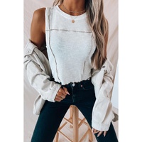 White Contrast Seams Ribbed Tank Top - XL thumbnail
