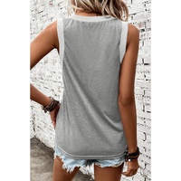Gray Ribbed V Neck Tank - M thumbnail