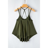 Jungle Green Exposed Seam Detail Double Straps Tank Top - 2XL thumbnail