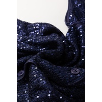 Dirty blue Sequined Deep V Neck Buttoned Tank Top - L thumbnail