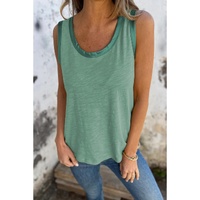 Mist Green Metallic Sheen Edge Scoop Neck Tank Top - L thumbnail