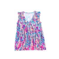 Boho Pattern Print Flounce V Neck Tank Top - L thumbnail