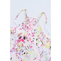 Multicolor Floral Print Spaghetti Straps Tank Top - L thumbnail