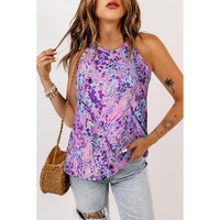 Multicolor Tropical Floral Print Racerback Tank Top - S thumbnail
