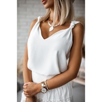 White V Neck Knotted Shoulder Vest - XL thumbnail