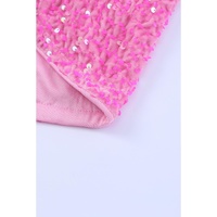 Pink Sequin Adjustable Straps Tank Top - XL thumbnail