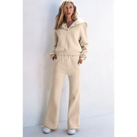 Parchment Solid Color Hoodie and High Waist Pants Two Piece Activewear - 2XL thumbnail