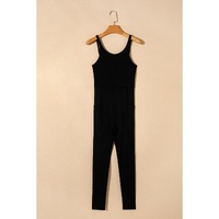 Black High Waist Backless Side Pockets Sports Jumpsuit - XL thumbnail