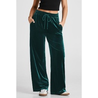 Evergreen Solid Drawstring Waist Wide Leg Pants - 2XL thumbnail