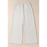 Light Grey Cross-Waist Wide Leg Lounge Pants - L thumbnail