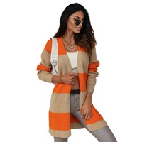 Azura Exchange Orange Colorblock Ribbed Knit Cardigan - 2XL thumbnail