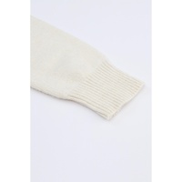 Apricot Lace Trim Ribbed Round Neck Button Up Cardigan - M thumbnail