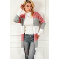 Green Colorblock Stripe Open-Front Cardigan - M thumbnail