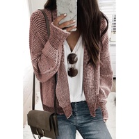 Peach Blossom Plaid Contrast Trim Open Front Cardigan - XL thumbnail