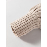 Beige Side Pockets Open Front Long Knitted Cardigan - M thumbnail