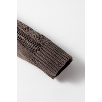 Dark Khaki Open Knit Drop Shoulder Sweater Cardigan - 2XL thumbnail