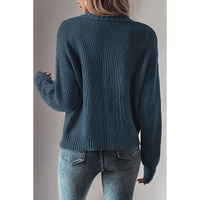 Real Teal Open Knit Drop Shoulder Sweater Cardigan - L thumbnail