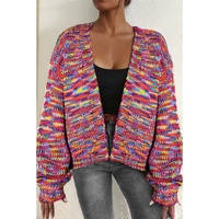 Pink Confetti Drop Shoulder Open Front Cardigan - XL thumbnail