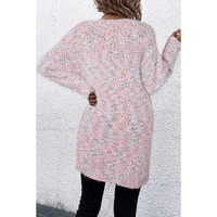 Pink Multicolor Confetti Open Front Knit Cardigan - L thumbnail