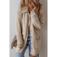 Jet Stream Collared Drop Shoulder Button Up Cardigan with Pocket - L thumbnail