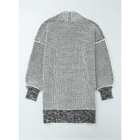 Azura Exchange Gray Plaid Knitted Long Open Front Cardigan - L thumbnail