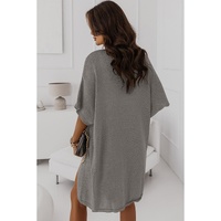 Gray Dolman Half Sleeve Pocketed Long Cardigan - M thumbnail