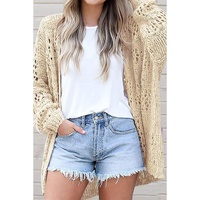Apricot Casual Hollowed Knit Dolman Sleeve Cardigan - XL thumbnail