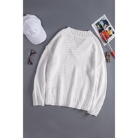 White V neck Drop Shoulder Knitted Sweater - XL thumbnail