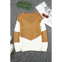 Two-Tone Chevron Pullover Sweater - M thumbnail