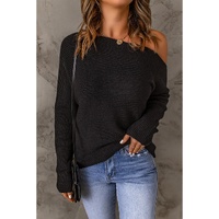 Azura Exchange Black Striped Long Sleeve Knit Sweater - M thumbnail