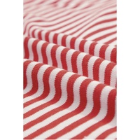 Fiery Red Contrast Trimmed Striped Drop Shoulder Sweater - S thumbnail