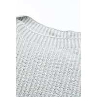 Gray Buttoned Drop Shoulder Oversized Sweater - M thumbnail