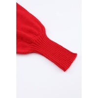 Azura Exchange Red Merry Letter Embroidered High Neck Sweater - S thumbnail