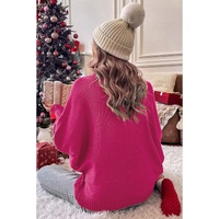 Azura Exchange Rose Merry Letter Embroidered High Neck Sweater - L thumbnail